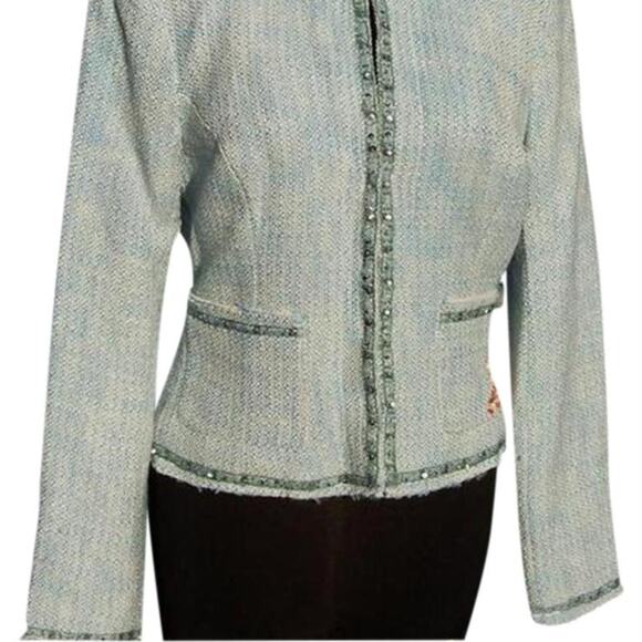 Cache Boucle Tweed Top Jacket Lined Embellished Beads Sequins Stones $198 NWT - Picture 4 of 8